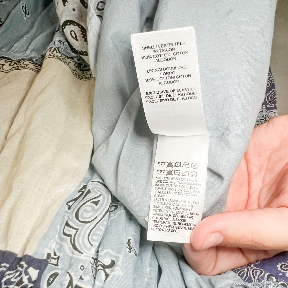 Boho Patchwork Tiered Sundress in Blue and Cream - Picture 4 of 4
